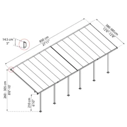 Palram - Canopia Feria White Non-retractable Awning, (L)7.87m (H)3.05m (W)3.85m -Garden - Landscaping Store palram canopia feria white non retractable awning l 7 87m h 3 05m w 3 85m7290103122737 01t bq