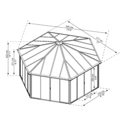 Palram - Canopia Garda Grey Hexagonal Gazebo, (W)5.17m (D)5.95m - Assembly Required -Garden - Landscaping Store palram canopia garda grey hexagonal gazebo w 5 17m d 5 95m assembly required7290108137040 01t bq