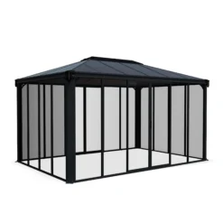 Palram - Canopia Ledro Grey Rectangular Gazebo, (W)4.3m (D)2.96m - Assembly Required -Garden - Landscaping Store palram canopia ledro grey rectangular gazebo w 4 3m d 2 96m assembly required7290108139648 01c bq