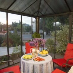 Palram - Canopia Ledro Grey Rectangular Gazebo, (W)4.3m (D)2.96m - Assembly Required -Garden - Landscaping Store palram canopia ledro grey rectangular gazebo w 4 3m d 2 96m assembly required7290108139648 03i bq