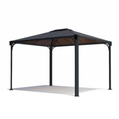 Palram - Canopia Martinique Grey Rectangular Gazebo, (W)3.6m (D)2.96m - Assembly Required -Garden - Landscaping Store palram canopia martinique grey rectangular gazebo w 3 6m d 2 96m assembly required7290108137910 01c bq