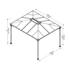 Palram - Canopia Martinique Grey Rectangular Gazebo, (W)3.6m (D)2.96m - Assembly Required -Garden - Landscaping Store palram canopia martinique grey rectangular gazebo w 3 6m d 2 96m assembly required7290108137910 01t bq