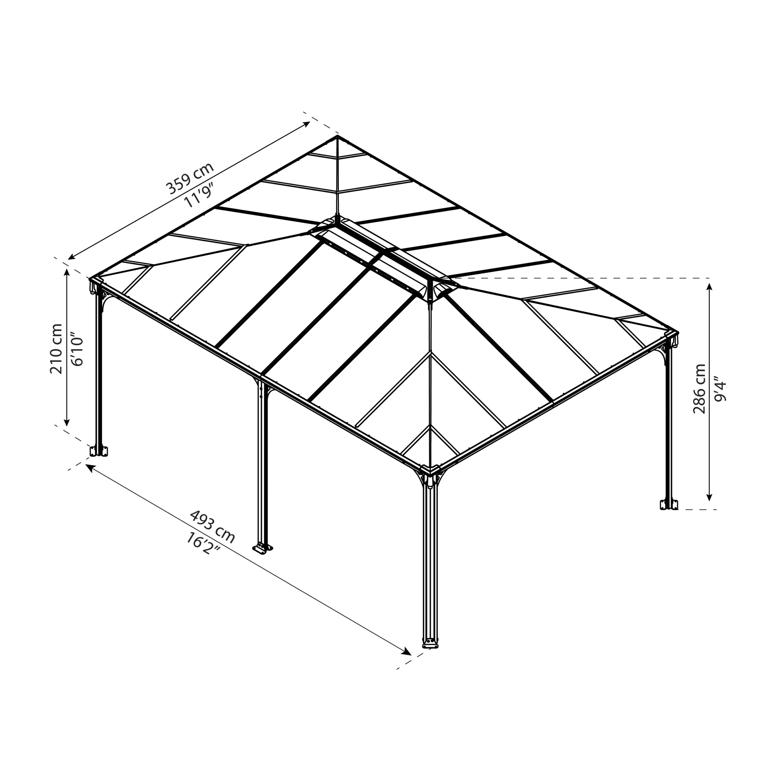 Palram - Canopia Martinique Grey Rectangular Gazebo, (W)4.93m (D)3.59m - Assembly Required 12 Palram - Canopia Martinique Grey Rectangular Gazebo, (W)4.93m (D)3.59m - Assembly Required - Image 10