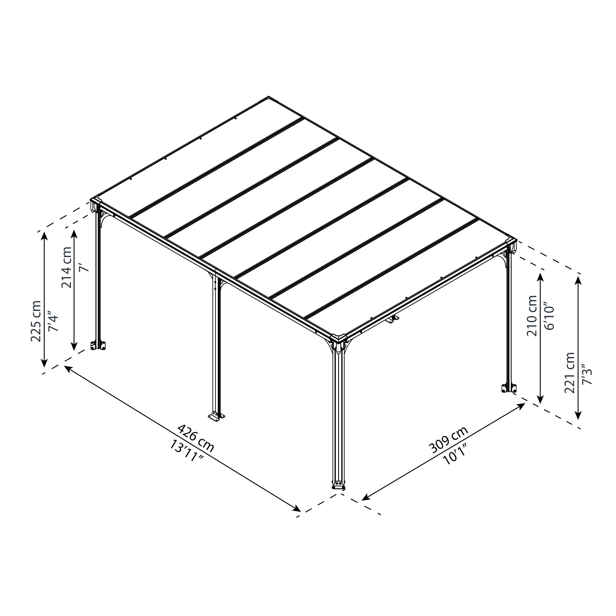 Palram - Canopia Milano Grey Rectangular Gazebo, (W)4.26m (D)3.09m - Assembly Required 6 Palram - Canopia Milano Grey Rectangular Gazebo, (W)4.26m (D)3.09m - Assembly Required - Image 4