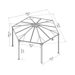 Palram - Canopia Monaco Grey Hexagonal Gazebo, (W)4.5m (D)3.9m - Assembly Required -Garden - Landscaping Store palram canopia monaco grey hexagonal gazebo w 4 5m d 3 9m assembly required7290108130232 01t bq