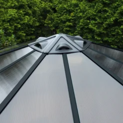 Palram - Canopia Monaco Grey Hexagonal Gazebo, (W)4.5m (D)3.9m - Assembly Required -Garden - Landscaping Store palram canopia monaco grey hexagonal gazebo w 4 5m d 3 9m assembly required7290108130232 03i bq