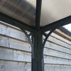 Palram - Canopia Monaco Grey Hexagonal Gazebo, (W)4.5m (D)3.9m - Assembly Required -Garden - Landscaping Store palram canopia monaco grey hexagonal gazebo w 4 5m d 3 9m assembly required7290108130232 06i bq