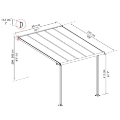 Palram - Canopia Olympia Grey Non-retractable Awning, (L)3.07m (H)3.05m (W)2.95m -Garden - Landscaping Store palram canopia olympia grey non retractable awning l 3 07m h 3 05m w 2 95m7290108133967 01t bq