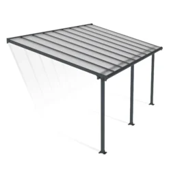 Palram - Canopia Olympia Grey Non-retractable Awning, (L)5.46m (H)3.05m (W)2.95m -Garden - Landscaping Store palram canopia olympia grey non retractable awning l 5 46m h 3 05m w 2 95m7290108134001 01c bq