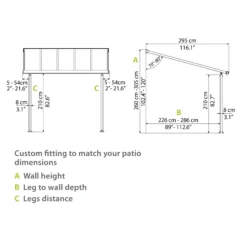 Palram - Canopia Olympia Grey Non-retractable Awning, (L)5.46m (H)3.05m (W)2.95m -Garden - Landscaping Store palram canopia olympia grey non retractable awning l 5 46m h 3 05m w 2 95m7290108134001 02t bq