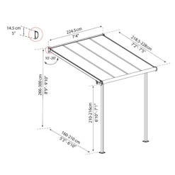 Palram - Canopia Sierra Grey Non-retractable Awning, (L)2.25m (H)3m (W)2.28m -Garden - Landscaping Store palram canopia sierra grey non retractable awning l 2 25m h 3m w 2 28m7290108131307 01t bq