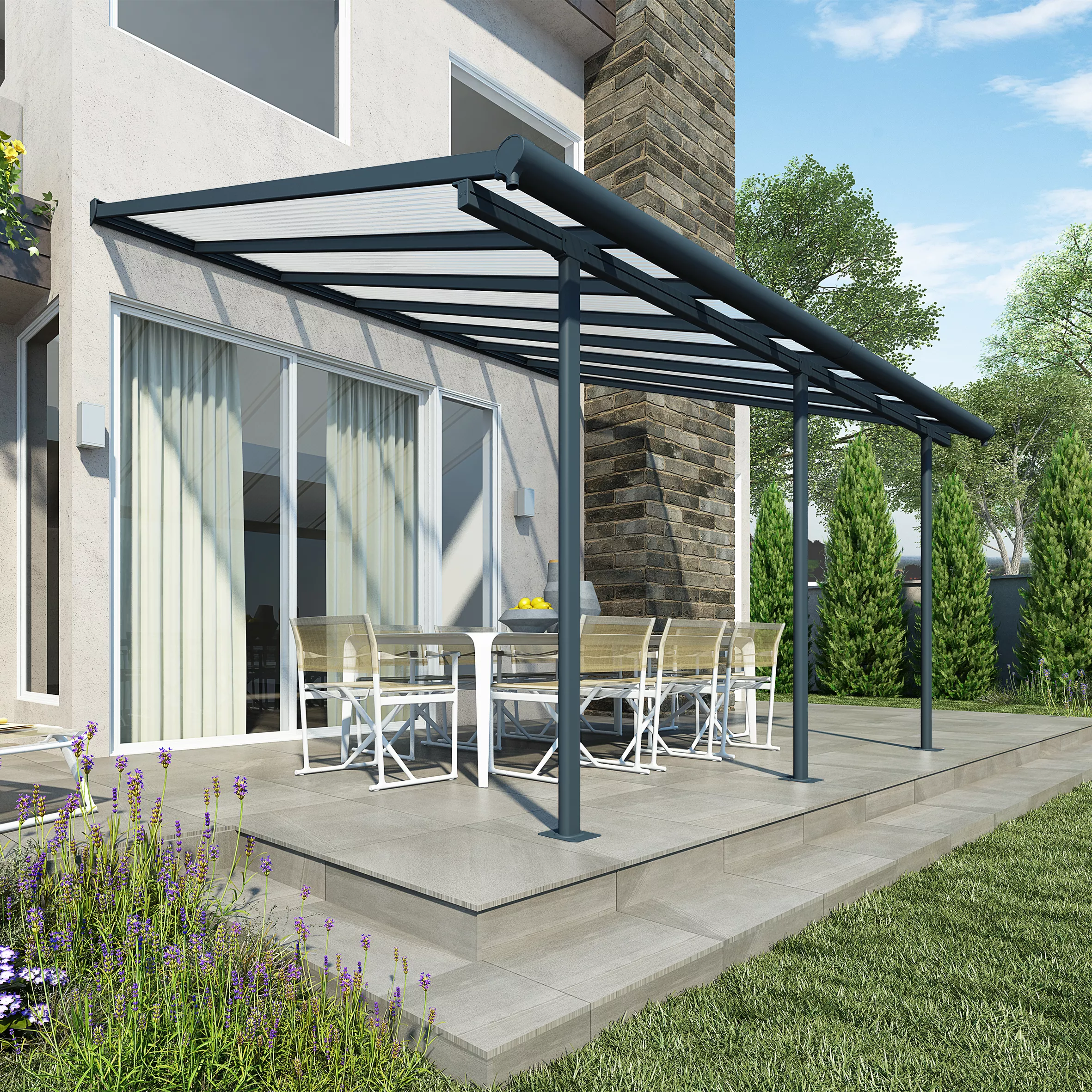 Palram - Canopia Sierra Grey Non-retractable Awning, (L)4.34m (H)3.05m (W)2.99m 3 Palram - Canopia Sierra Grey Non-retractable Awning, (L)4.34m (H)3.05m (W)2.99m