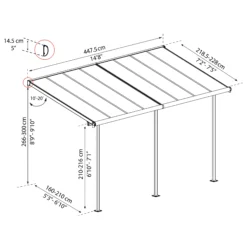 Palram - Canopia Sierra Grey Non-retractable Awning, (L)4.48m (H)3m (W)2.28m -Garden - Landscaping Store palram canopia sierra grey non retractable awning l 4 48m h 3m w 2 28m7290108138535 01t bq