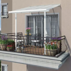 Palram - Canopia Sierra White Non-retractable Awning, (L)2.25m (H)3m (W)2.25m -Garden - Landscaping Store palram canopia sierra white non retractable awning l 2 25m h 3m w 2 25m7290108131314 03i bq