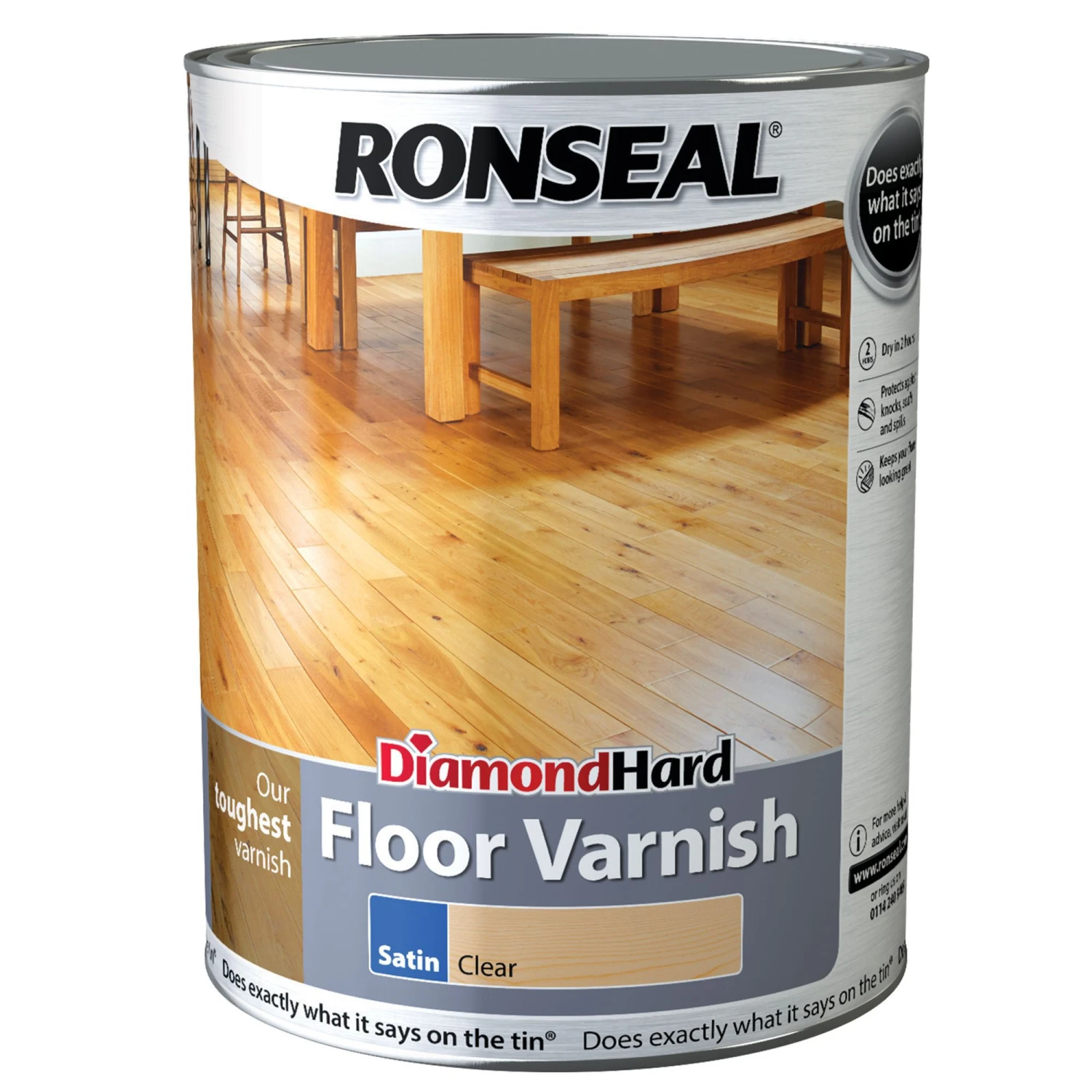 Ronseal Diamond Hard Clear Satin Floor Wood Varnish, 5L 3 Ronseal Diamond Hard Clear Satin Floor Wood Varnish, 5L