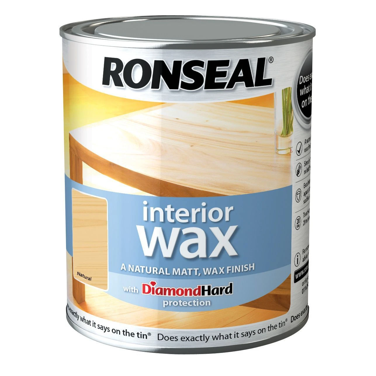 Ronseal Diamond Hard Natural Matt Doors, Floors, Furniture, Skirting Boards & Windows Wax Wood Wax, 0.75L 4 Ronseal Diamond Hard Natural Matt Doors, Floors, Furniture, Skirting Boards & Windows Wax Wood Wax, 0.75L - Image 2