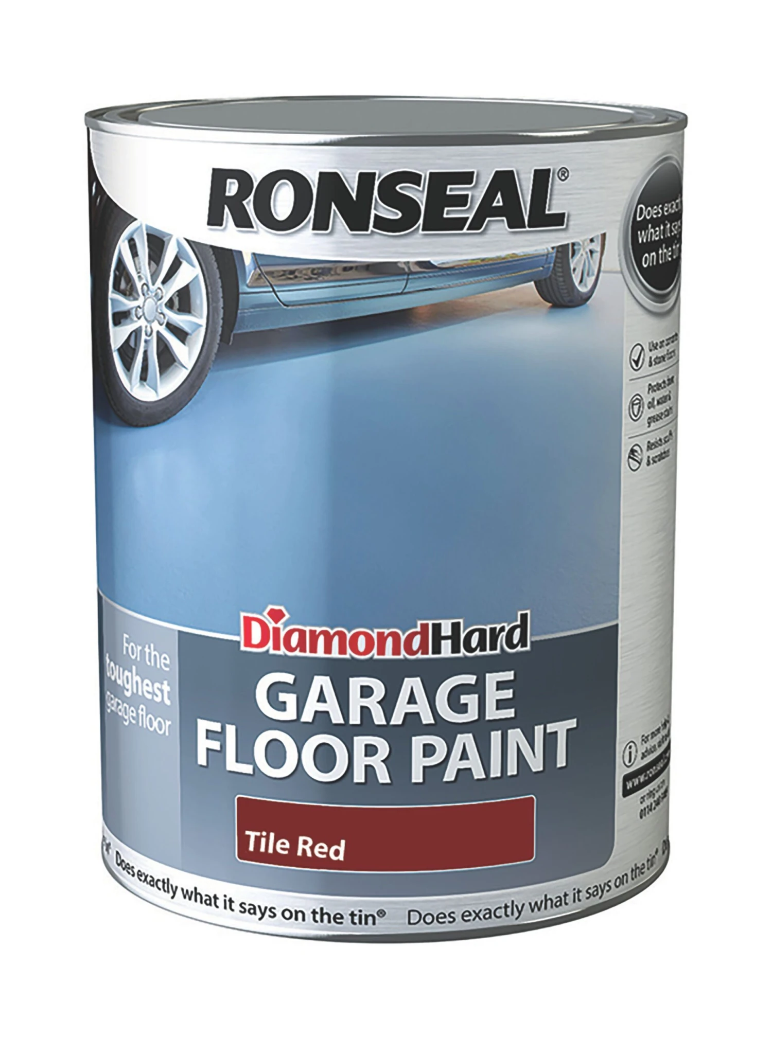 Ronseal Diamond Hard Tile Red Satinwood Garage Floor Paint, 5L 4 Ronseal Diamond Hard Tile Red Satinwood Garage Floor Paint, 5L - Image 2