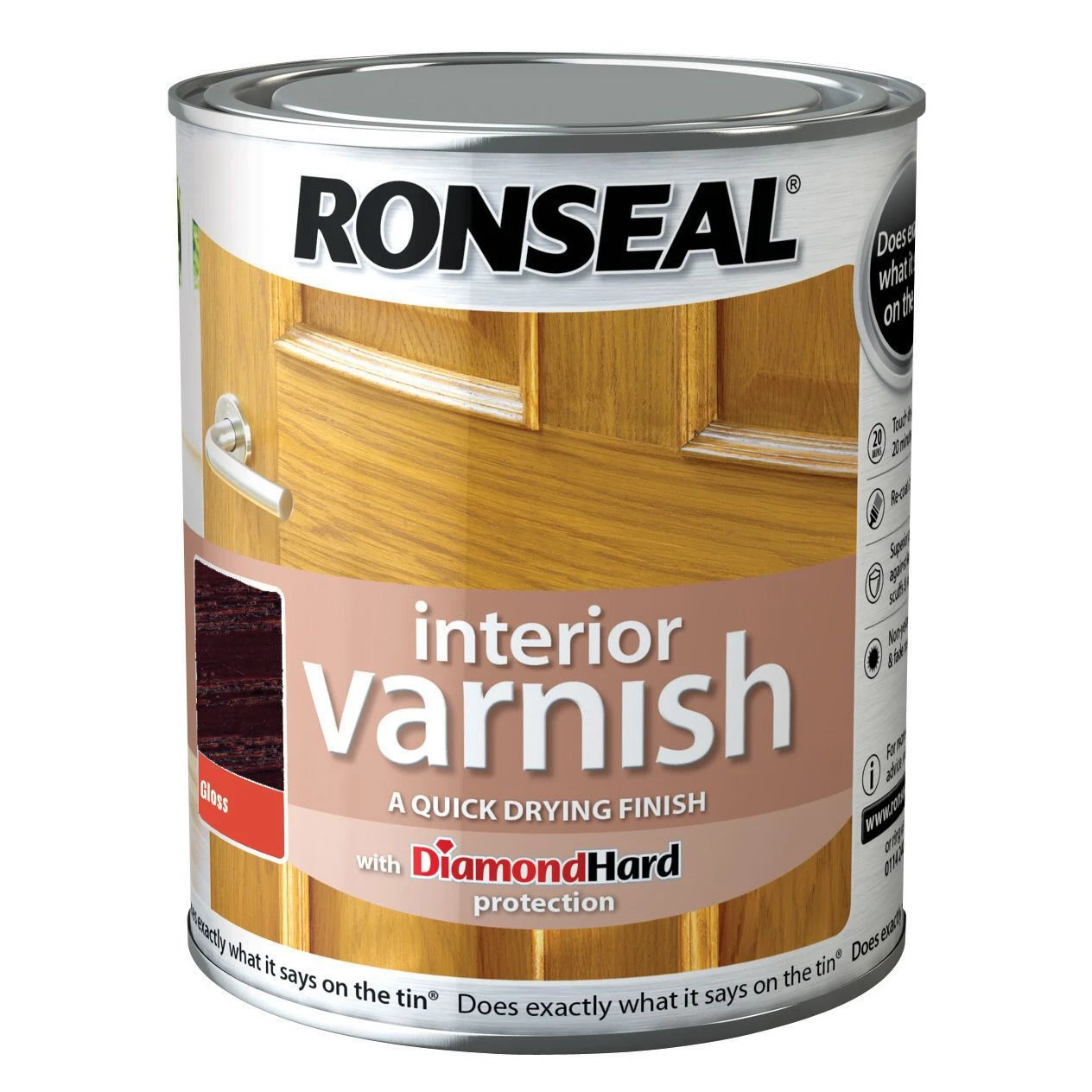Ronseal Diamond Hard Walnut Gloss Wood Varnish, 0.75L 3 Ronseal Diamond Hard Walnut Gloss Wood Varnish, 0.75L