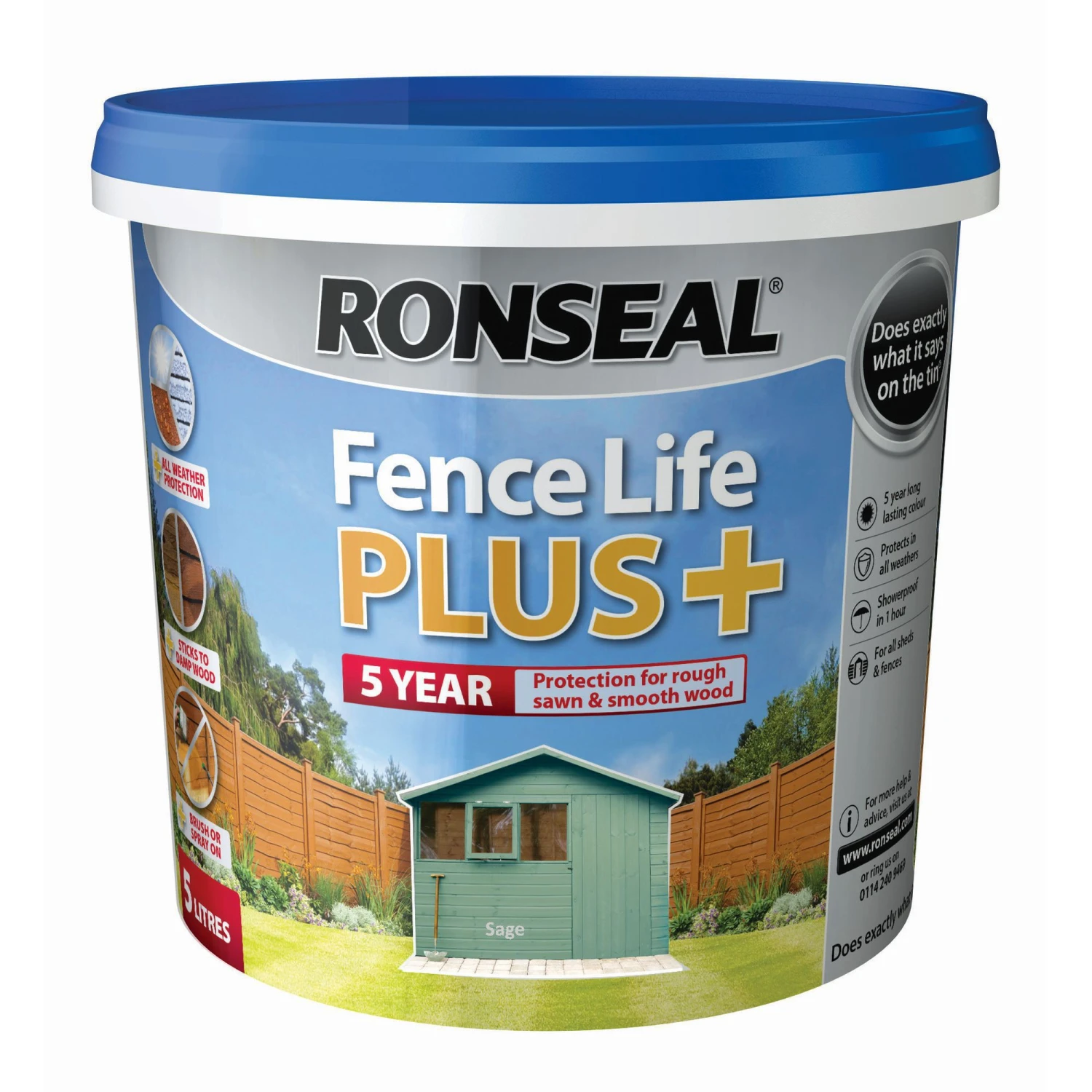 Ronseal Fence Life Plus Sage Matt Fence & Shed Treatment, 5L 3 Ronseal Fence Life Plus Sage Matt Fence & Shed Treatment, 5L