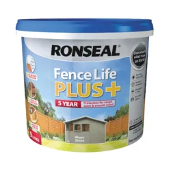 Ronseal Fence Life Plus Warm Stone Matt Fence & Shed Treatment, 9L