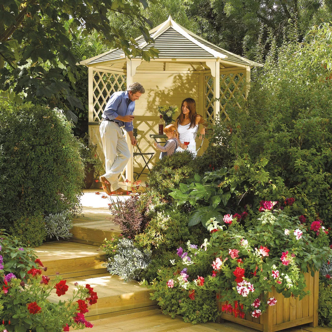 Rowlinson Gainsborough Natural Hexagonal Gazebo, (W)3m (D)2.6m - Assembly Service Included 3 Rowlinson Gainsborough Natural Hexagonal Gazebo, (W)3m (D)2.6m - Assembly Service Included