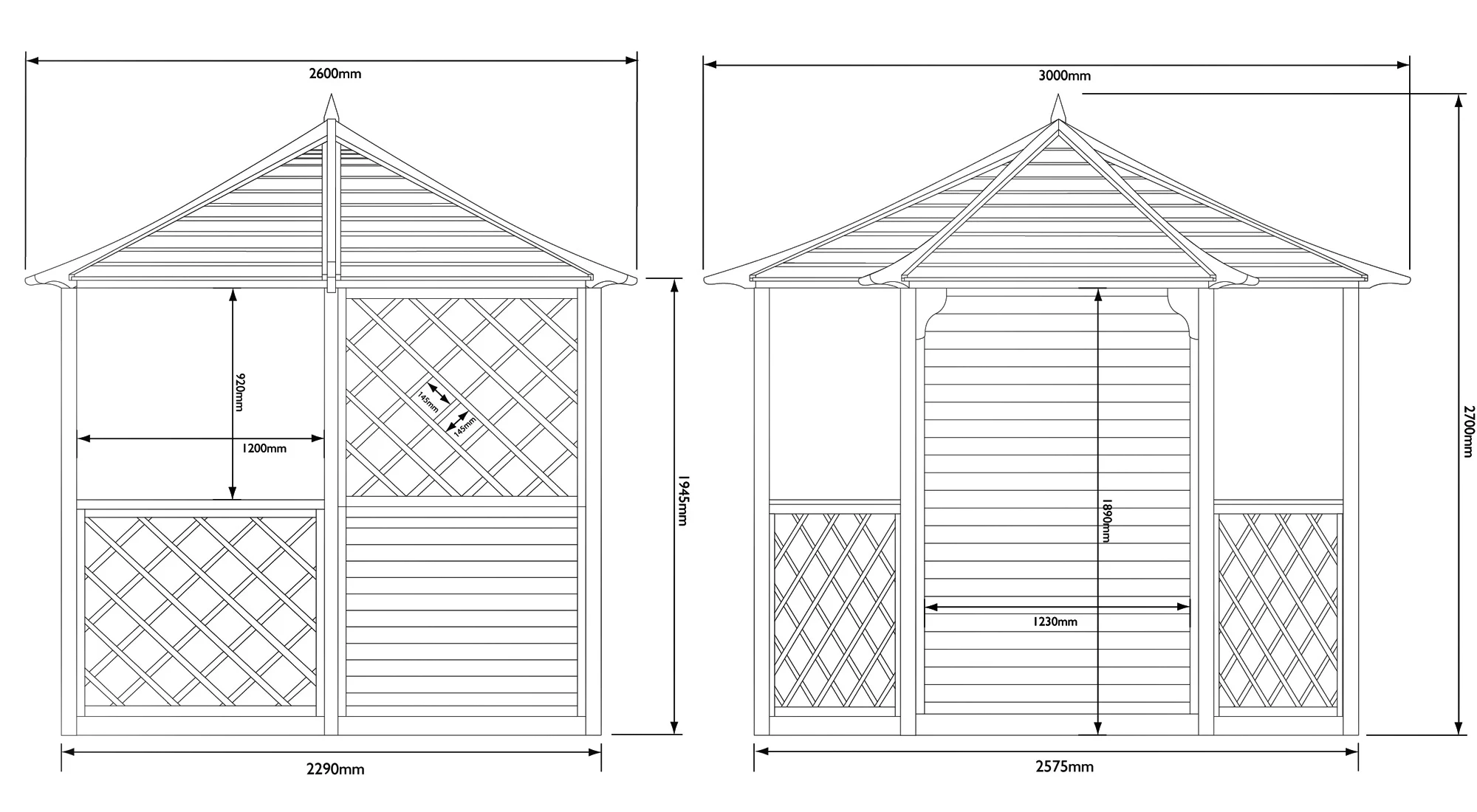Rowlinson Gainsborough Natural Hexagonal Gazebo, (W)3m (D)2.6m - Assembly Service Included 4 Rowlinson Gainsborough Natural Hexagonal Gazebo, (W)3m (D)2.6m - Assembly Service Included - Image 2
