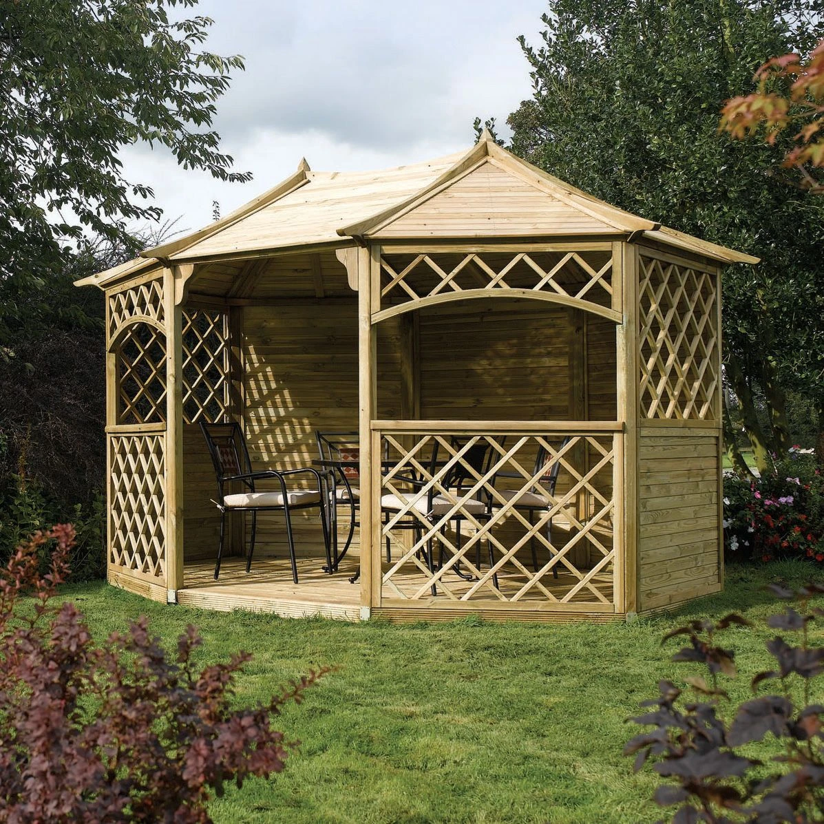 Rowlinson Sandringham Natural Octagonal Gazebo, (W)3.94m (D)3m - Assembly Service Included 3 Rowlinson Sandringham Natural Octagonal Gazebo, (W)3.94m (D)3m - Assembly Service Included