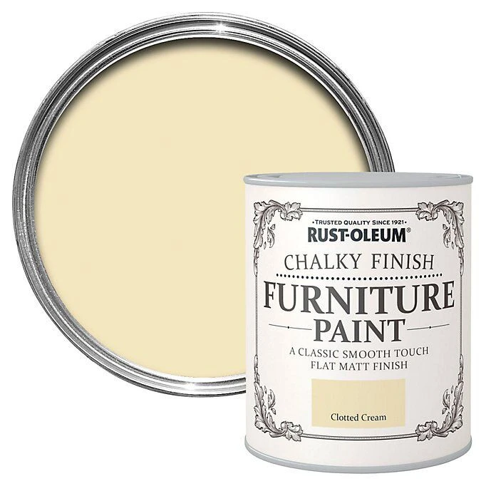 Rust-Oleum Clotted Cream Chalky Effect Matt Furniture Paint, 750ml 3 Rust-Oleum Clotted Cream Chalky Effect Matt Furniture Paint, 750ml