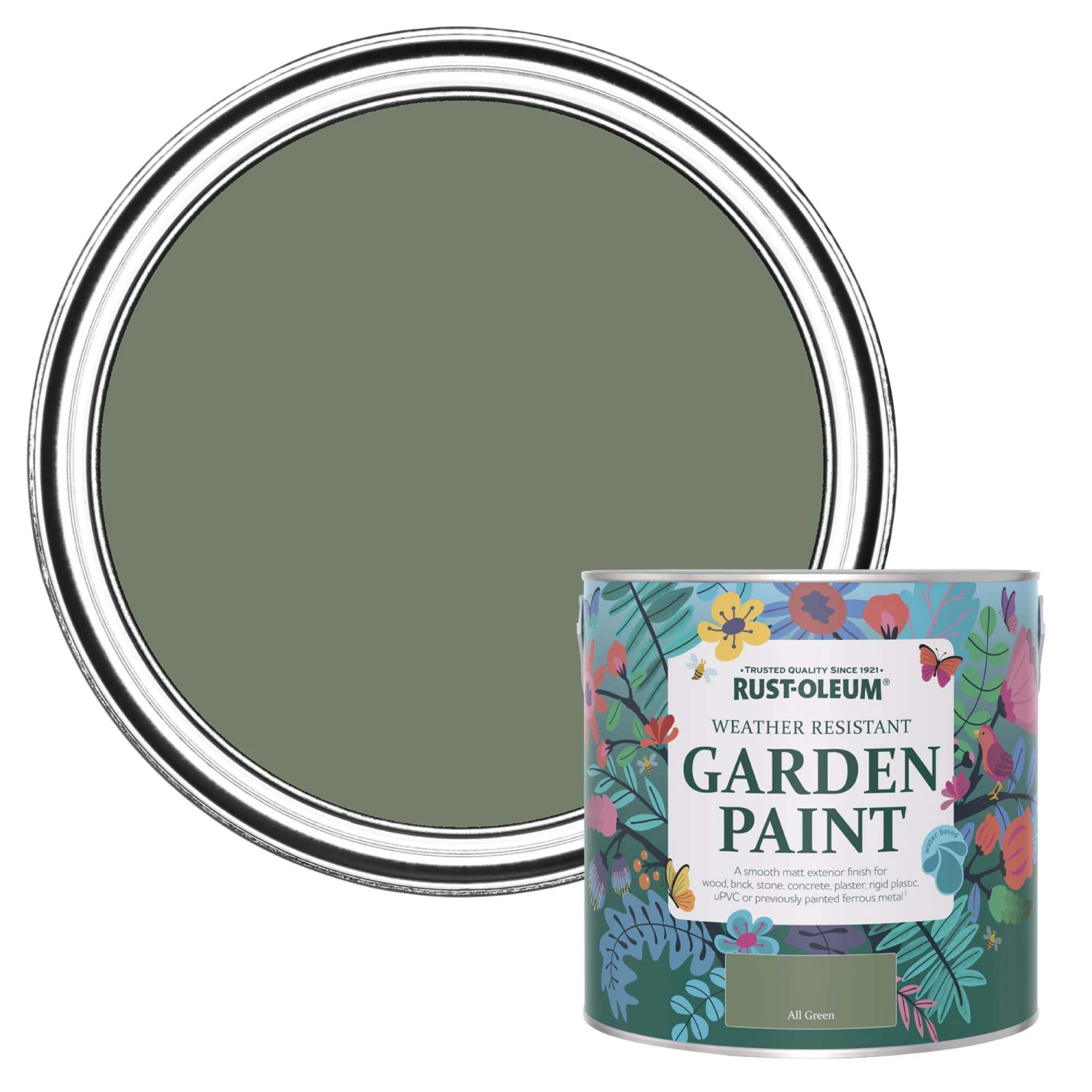 Rust-Oleum Garden Paint All Green Matt Multi-surface Garden Paint, 2.5L Tin 3 Rust-Oleum Garden Paint All Green Matt Multi-surface Garden Paint, 2.5L Tin
