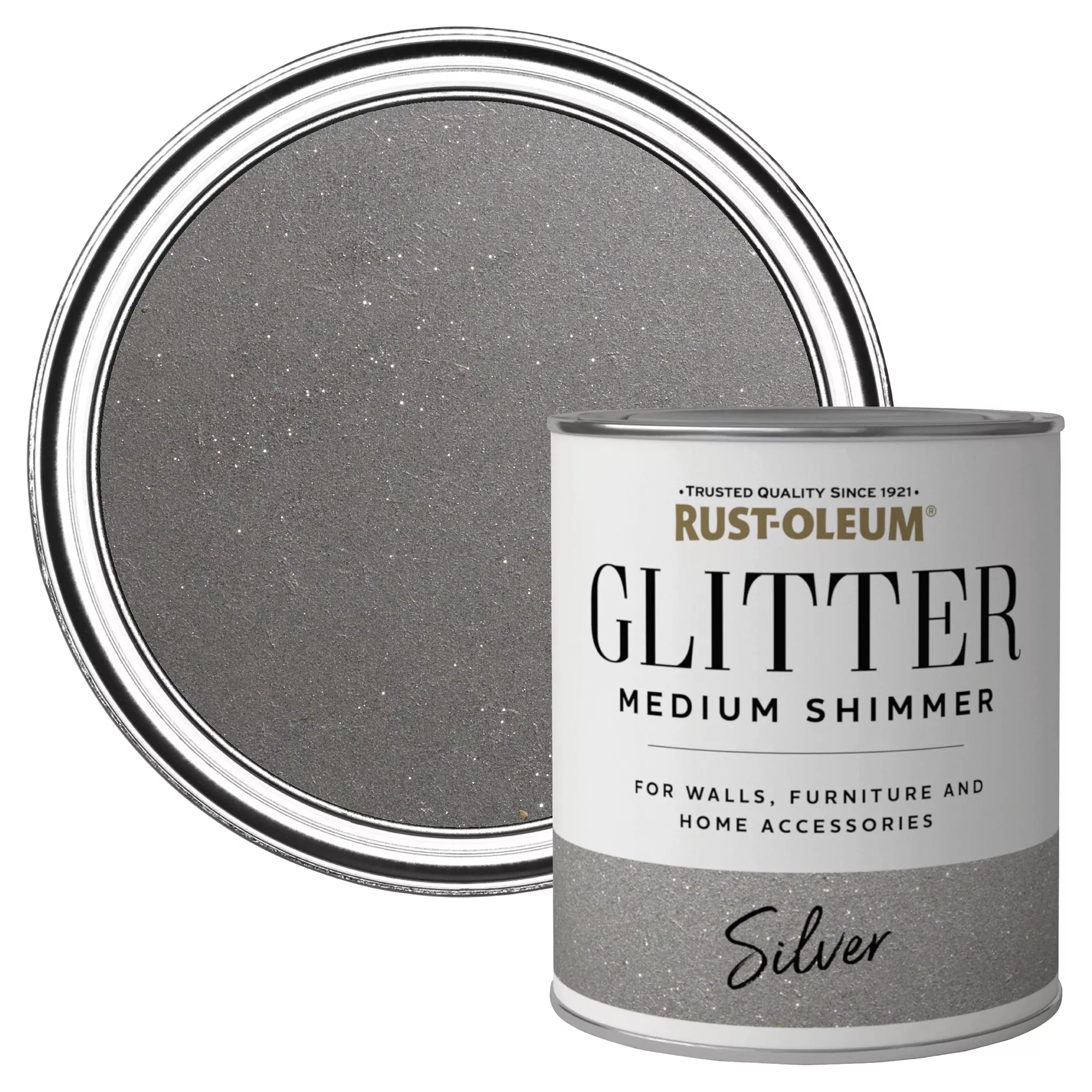 Rust-Oleum Medium Shimmer Silver Glitter Effect Mid Sheen Multi-surface Topcoat Paint Glitter, 750ml 3 Rust-Oleum Medium Shimmer Silver Glitter Effect Mid Sheen Multi-surface Topcoat Paint Glitter, 750ml