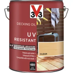 V33 Clear UV Resistant Decking Wood Oil, 5L 11 V33 Clear UV Resistant Decking Wood Oil, 5L -Garden - Landscaping Store v33 clear uv resistant decking wood oil 5l3153895163095 08c bq