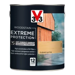 V33 Extreme Protection Clear Satin Wood Stain, 2.5L -Garden - Landscaping Store v33 extreme protection clear satin wood stain 2 5l3153895180672 08c bq