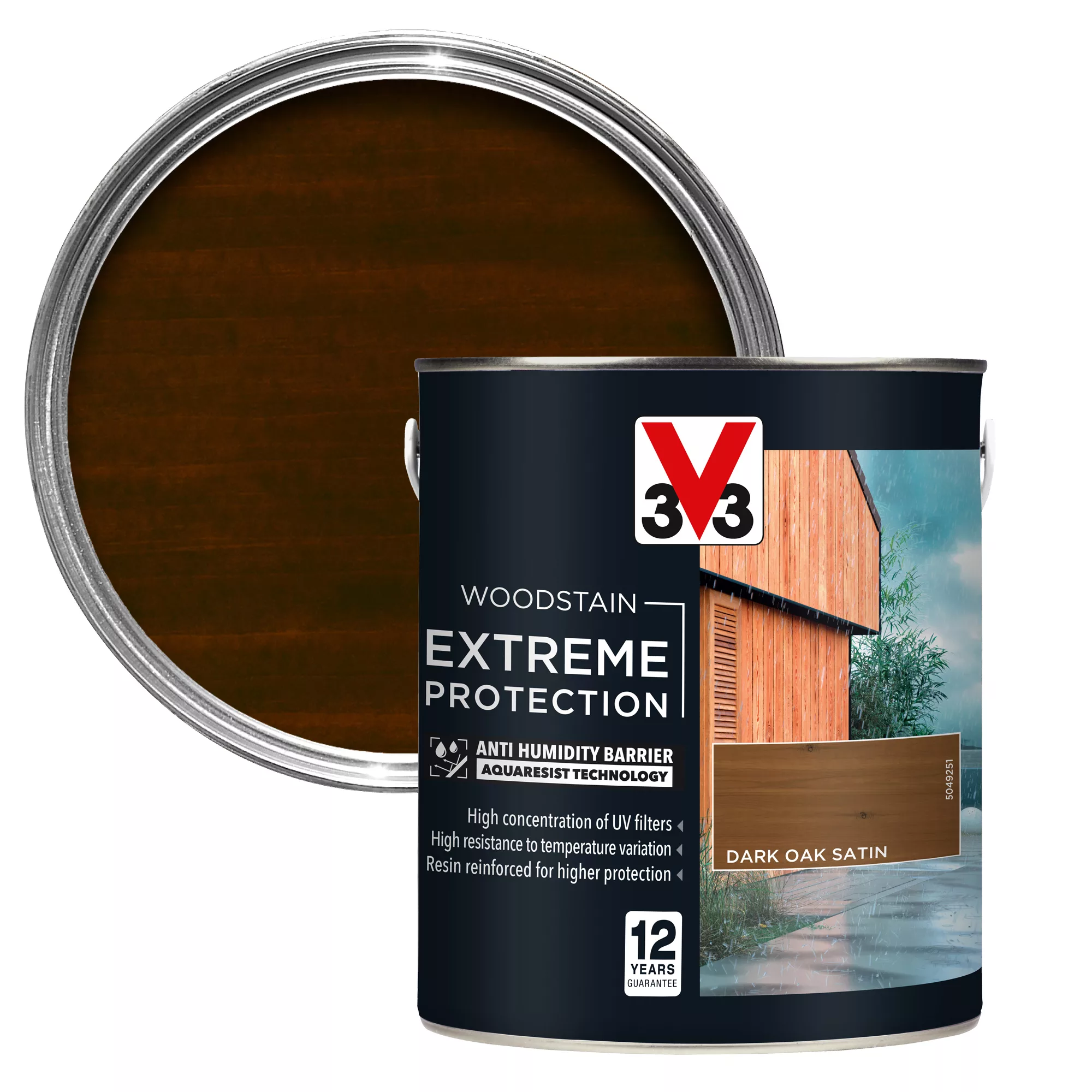 V33 Extreme Protection Dark Oak Satin Wood Stain, 2.5L 3 V33 Extreme Protection Dark Oak Satin Wood Stain, 2.5L