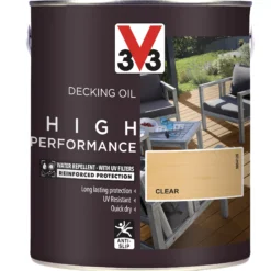 V33 High Performance Clear UV Resistant Decking Wood Oil, 2.5L -Garden - Landscaping Store v33 high performance clear uv resistant decking wood oil 2 5l3153895163040 08c bq