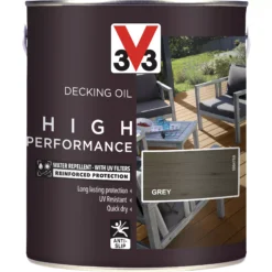 V33 High Performance Grey UV Resistant Decking Wood Oil, 2.5L -Garden - Landscaping Store v33 high performance grey uv resistant decking wood oil 2 5l3153895164405 08c bq