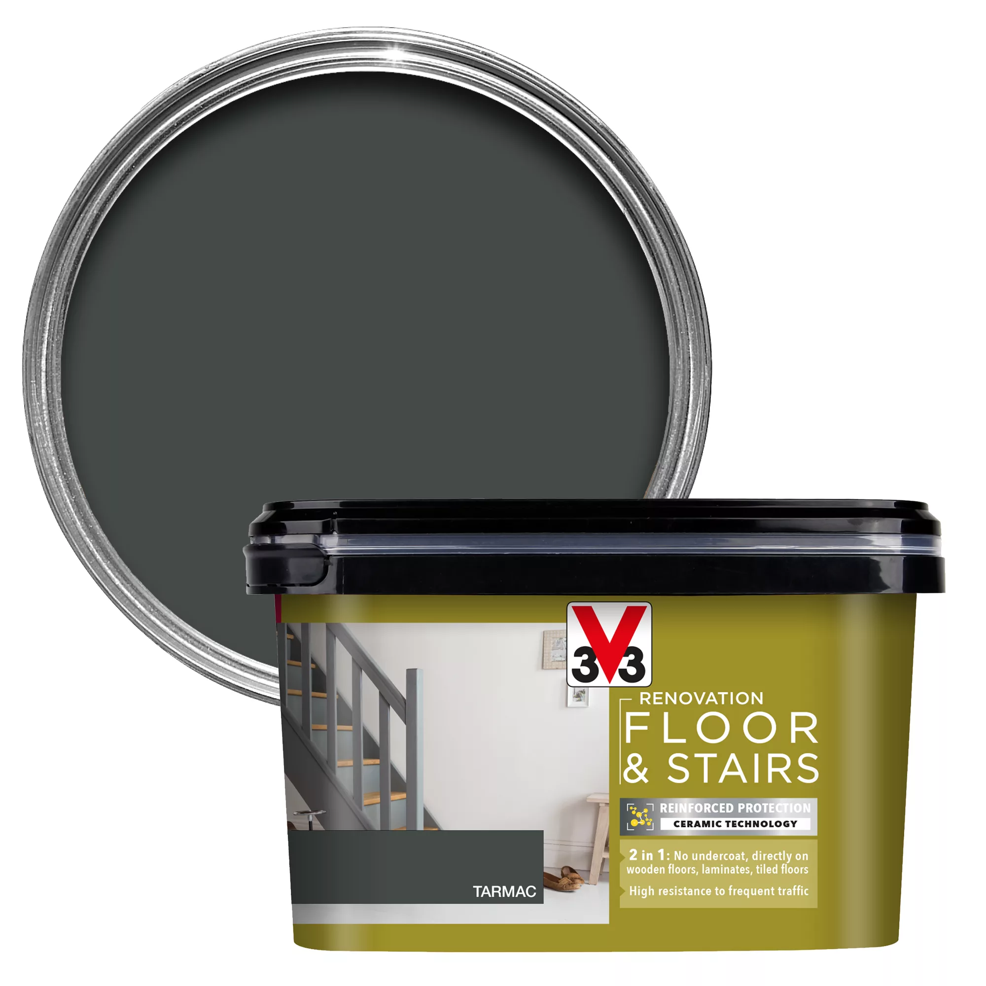 V33 High Performance Tarmac Satinwood Floor & Stair Paint, 2L 3 V33 High Performance Tarmac Satinwood Floor & Stair Paint, 2L