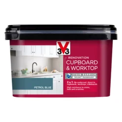 V33 Renovation Petrol Blue Satinwood Cupboard & Cabinet Paint, 2L 6 V33 Renovation Petrol Blue Satinwood Cupboard & Cabinet Paint, 2L -Garden - Landscaping Store v33 renovation petrol blue satinwood cupboard cabinet paint 2l3153895181105 08c bq