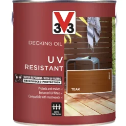 V33 Teak UV Resistant Decking Wood Oil, 2.5L -Garden - Landscaping Store v33 teak uv resistant decking wood oil 2 5l3153895163088 03c