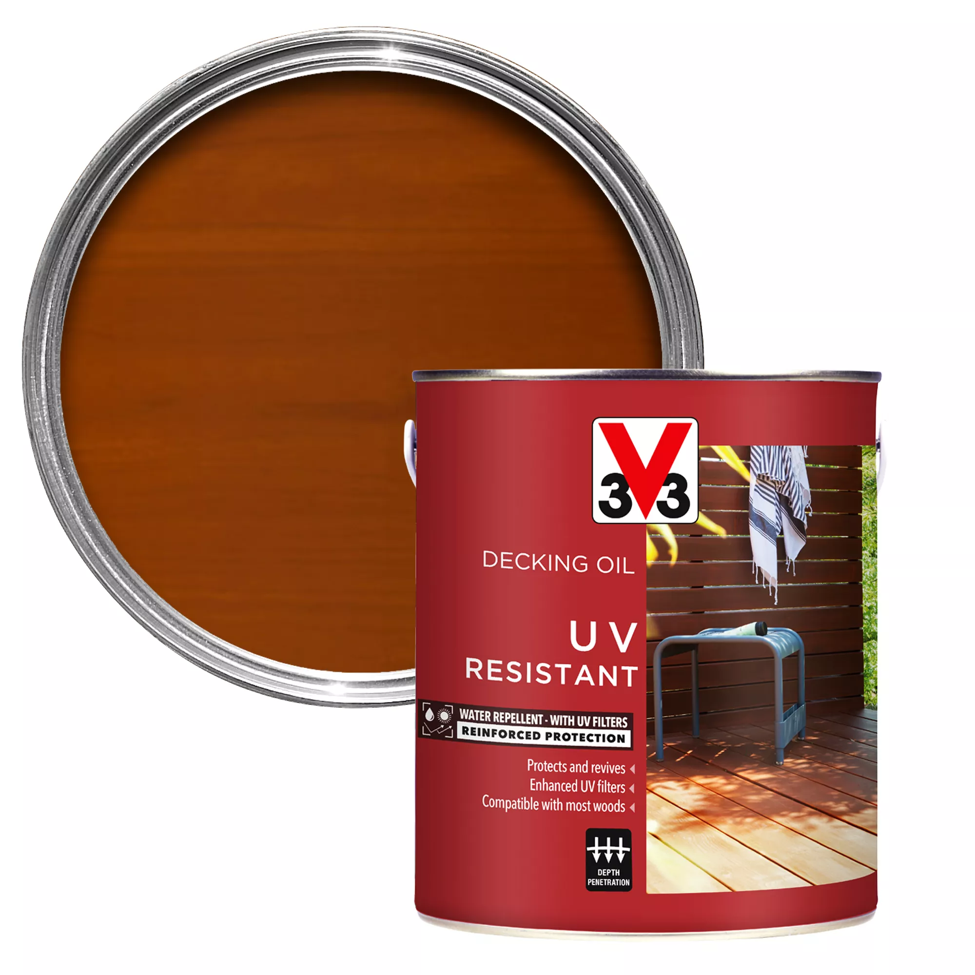 V33 Teak UV Resistant Decking Wood Oil, 5L 3 V33 Teak UV Resistant Decking Wood Oil, 5L