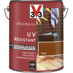 V33 Teak UV Resistant Decking Wood Oil, 5L 11 V33 Teak UV Resistant Decking Wood Oil, 5L -Garden - Landscaping Store v33 teak uv resistant decking wood oil 5l3153895163118 08c bq