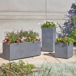 Verve Durdica Dark Grey Plastic Rectangular Trough -Garden - Landscaping Store verve durdica dark grey plastic rectangular trough3663602700234 03bq