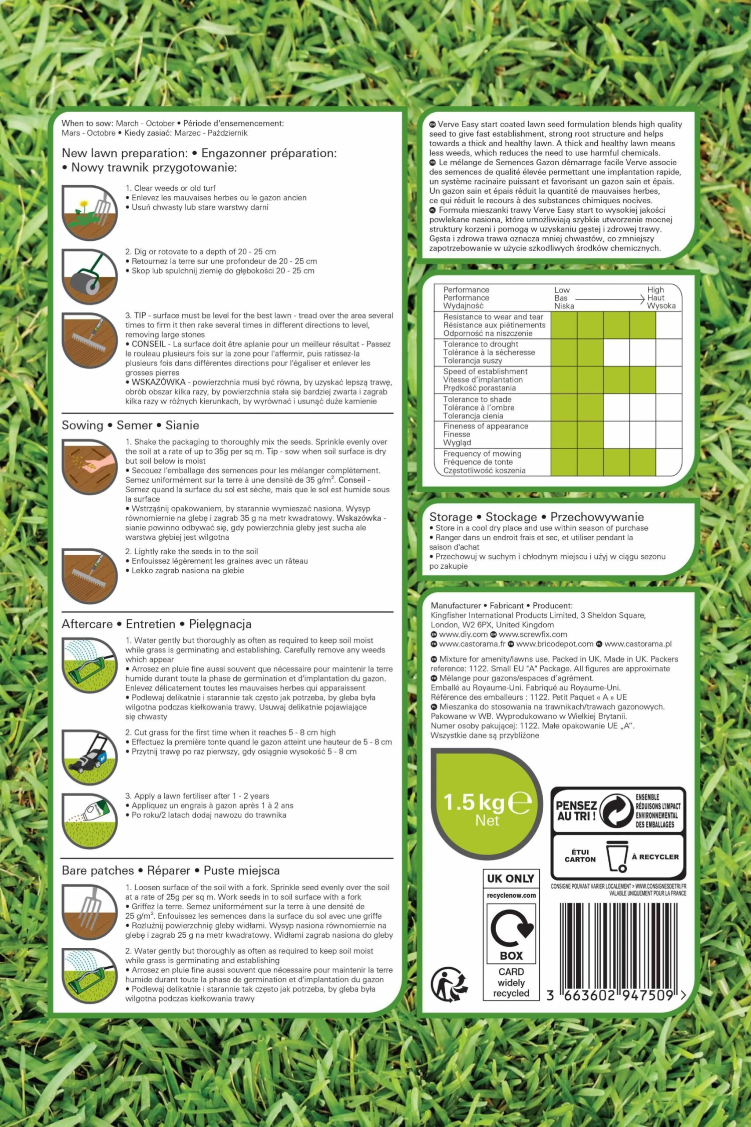 Verve Easy Start Coated Grass Seeds, 1.5kg 4 Verve Easy Start Coated Grass Seeds, 1.5kg - Image 2